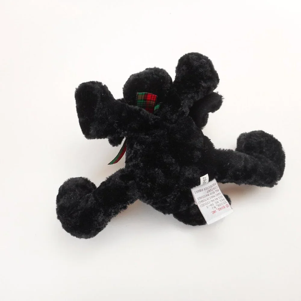 Gund Plush Puppy Jangles Black Lab Poodle Dog Jingle Bell Paws Plaid Bow 6